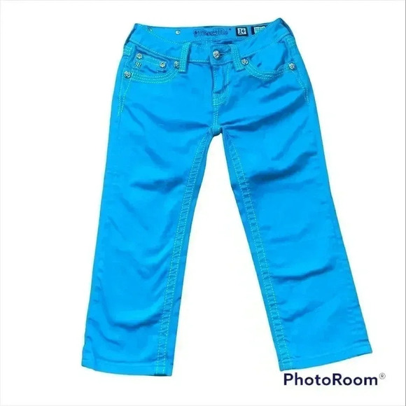 Juniors Miss Me Size 14 Capri in Rich Turquoise Beautiful Color ❤️ - Picture 2 of 8